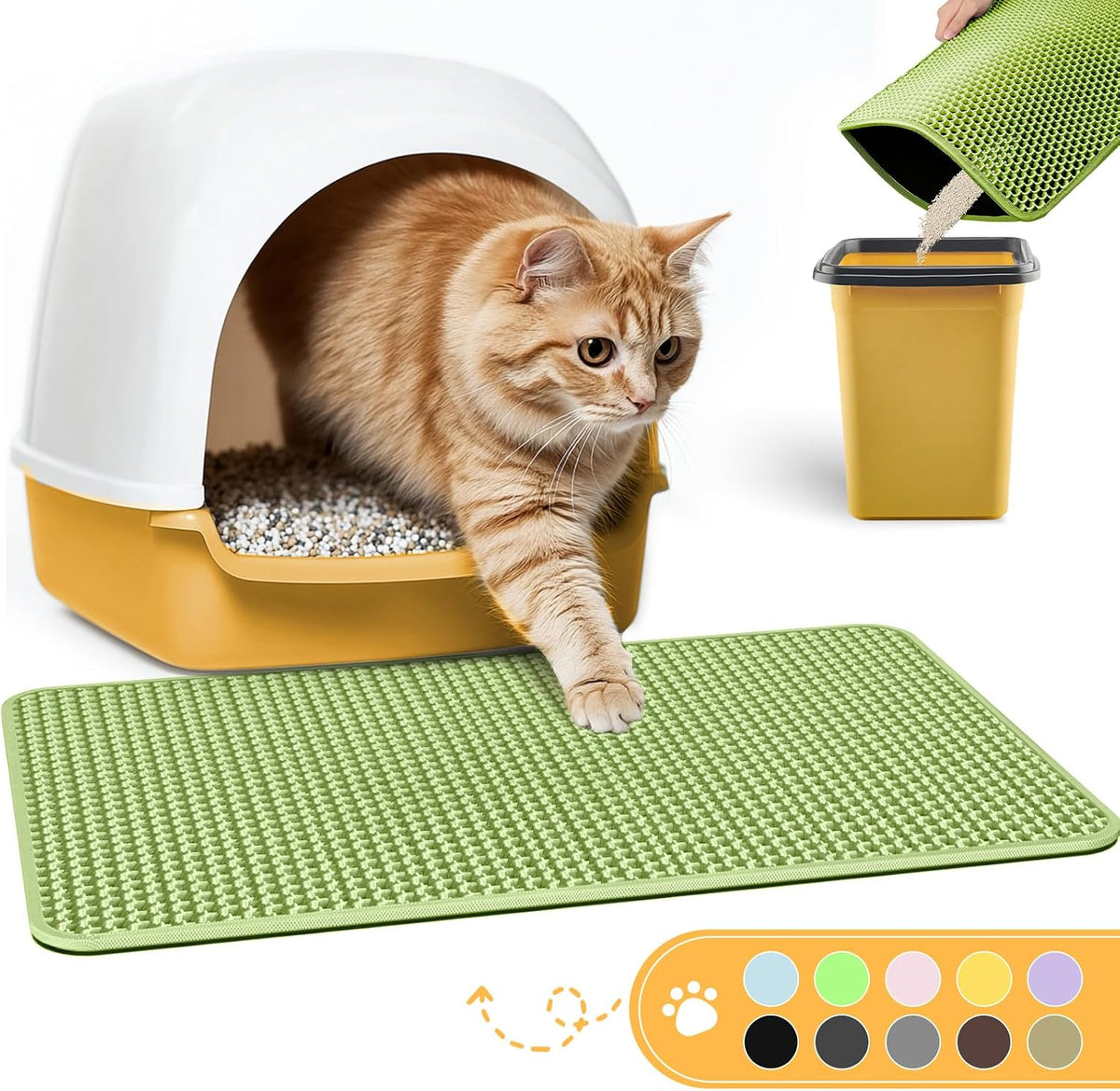 Cat Litter Mat - 23.2'' x 14.6'' Small Litter Trapping Mat, Easy to Clean Litter Box Mat, Waterproof, Urine-Proof, Non-Slip, Cat Toilet Training Systems Accessories, Grey - Image 10