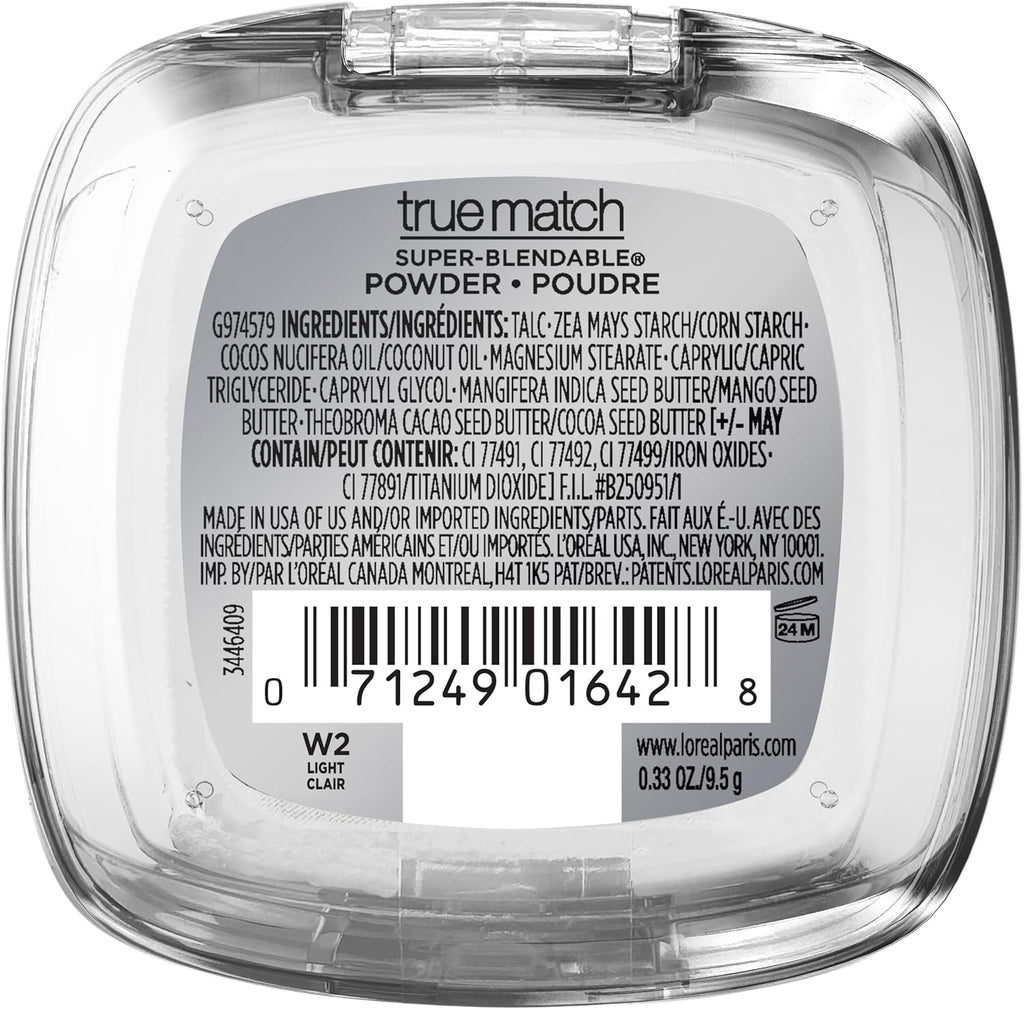 Authentic USA imported L'Oreal Paris True Match powder compact held in hand for size reference