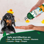 Authentic Vet's Best twelve ounce flea shampoo bottle side view highlighting essential oils