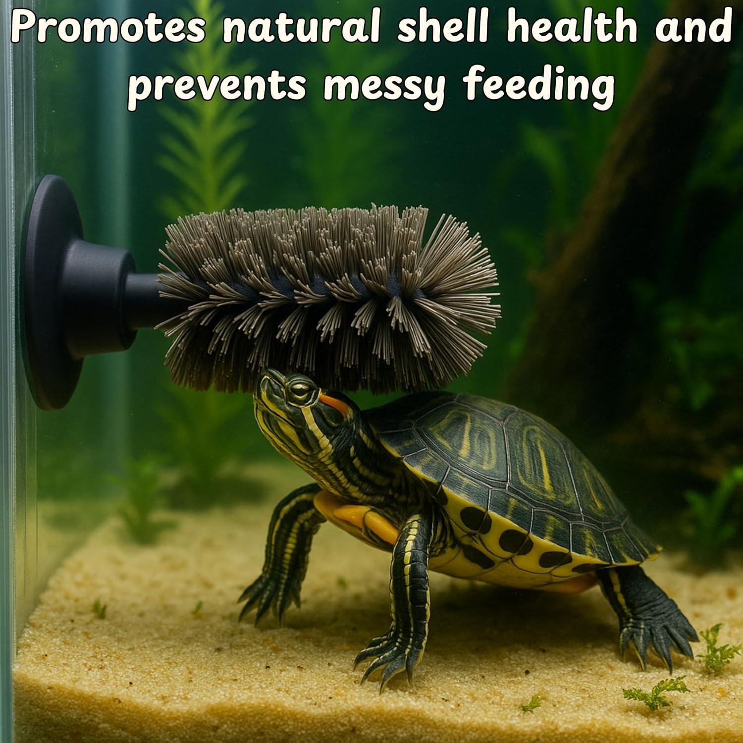 Aquatic pet care accessories showing stable suction base under water