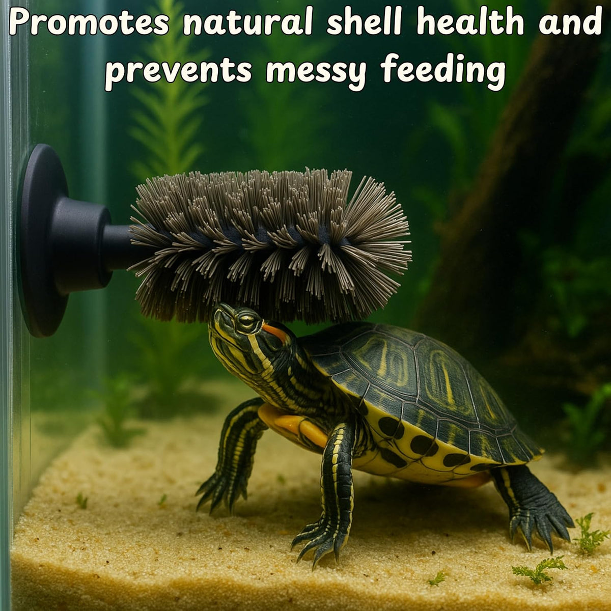 Aquatic pet care accessories showing stable suction base under water