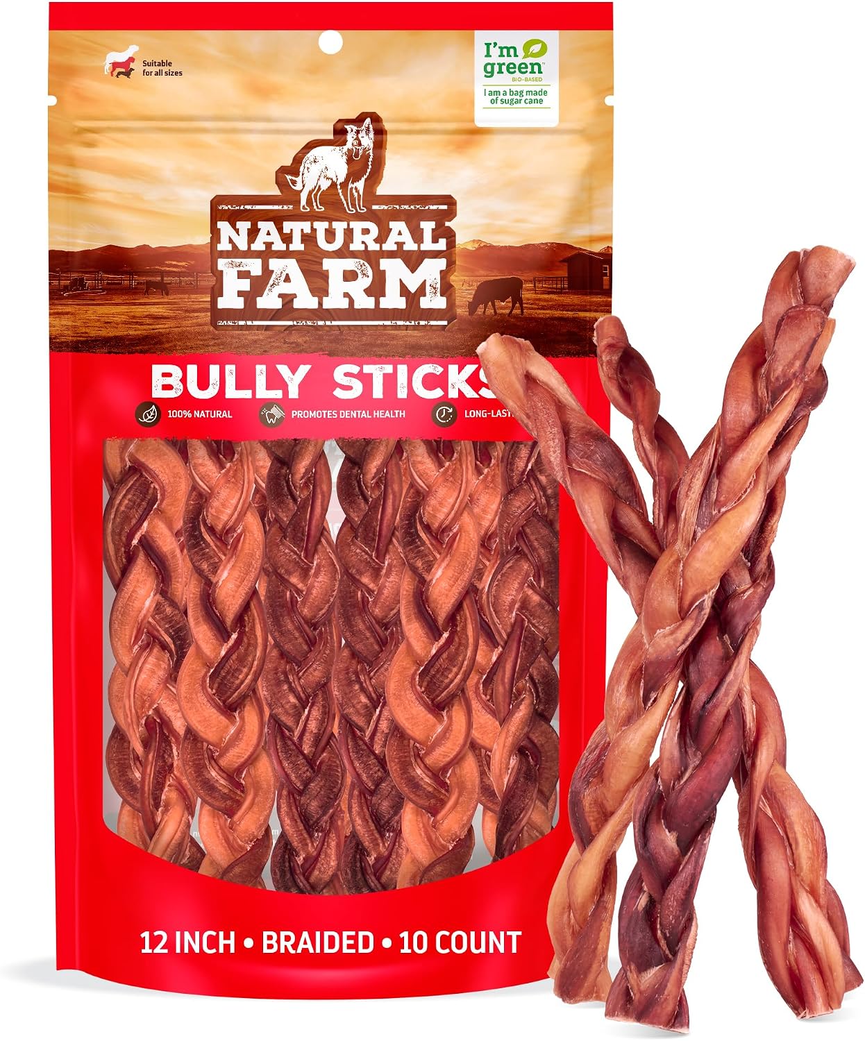 Natural Farm Odor-Free Braided Bully Sticks (6 Inch, 10 Pack) - 100% Grass-Fed Beef, Grain-Free, Low Fat & Fully Digestible Dental Treats - Safest Long Lasting Pizzle Chews to Keep Your Dog Busy - Image 12