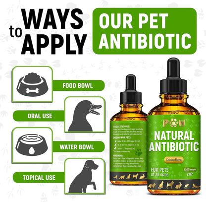 Natural pet health drops for urinary tract infections and respiratory support