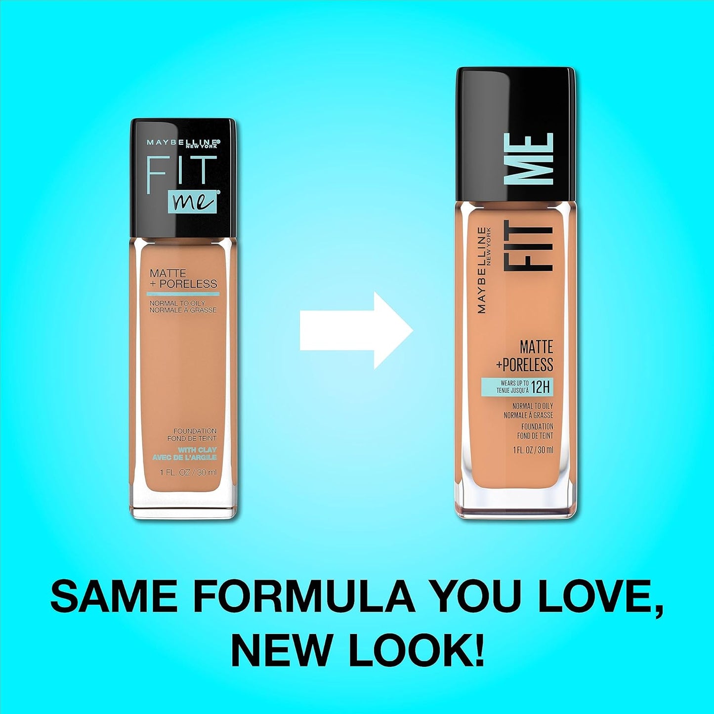 Maybelline oil free foundation 335 Classic Tan shade label close up