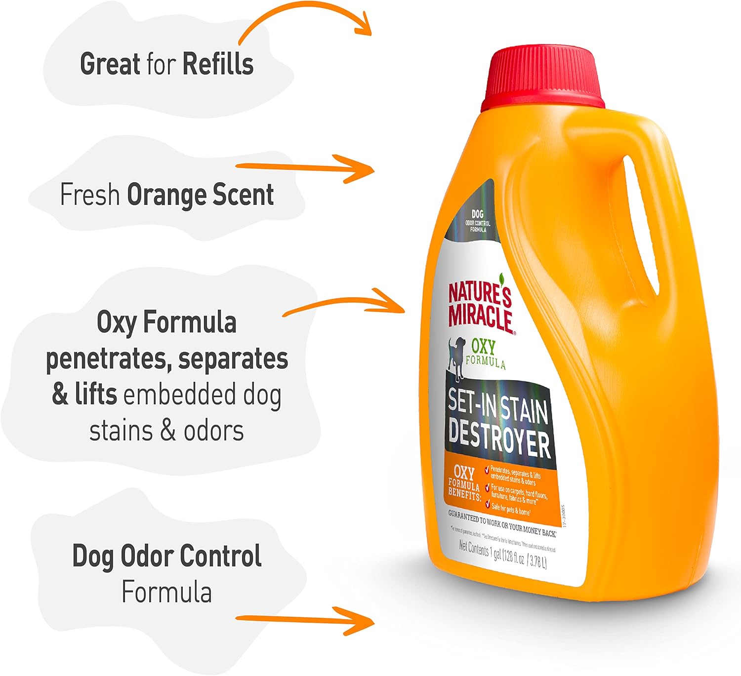 Side view of 1 gallon Nature's Miracle pet stain remover