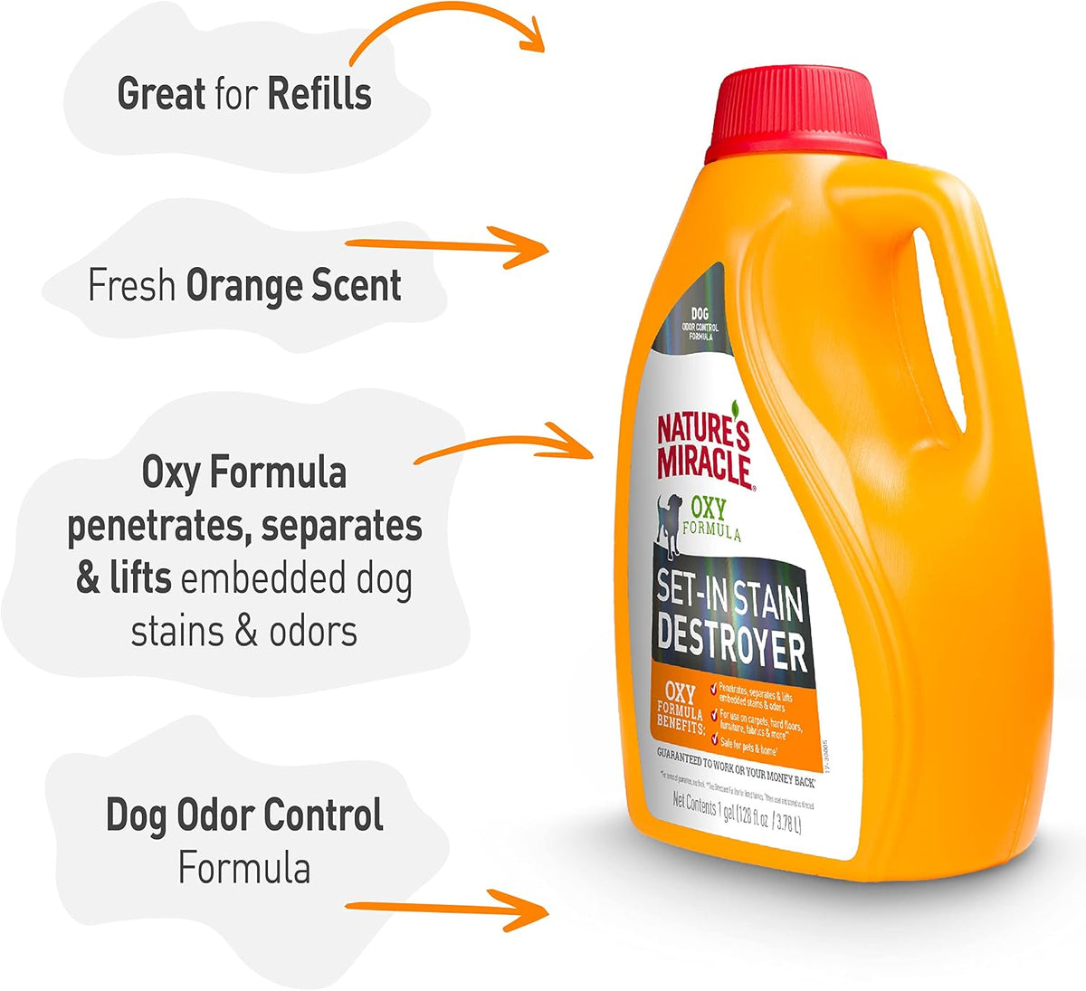 Side view of 1 gallon Nature's Miracle pet stain remover