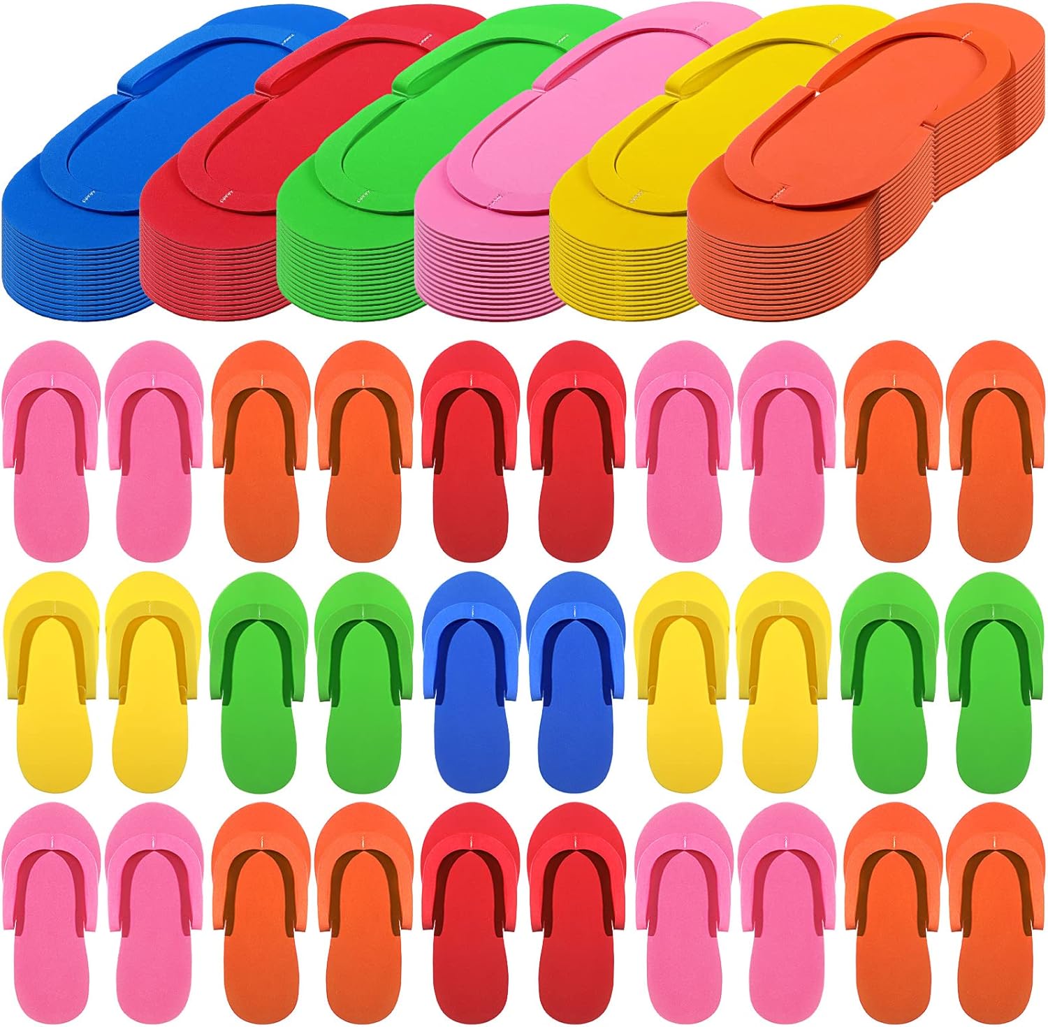 Janmercy 90 pairs disposable foam pedicure slippers front view