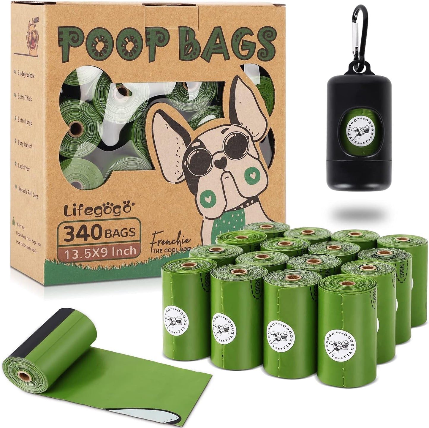 Dog Poop Bag 300 Counts 15 Rolls, Unscented Doggy Poop Bags, Leak-Proof Dog Bags for Poop, Doggie Cat Poop Bags Cats Litter, Waste Bags Puppy Trash Bags for Doggy Pets (13 x 9 Inches) - Image 12