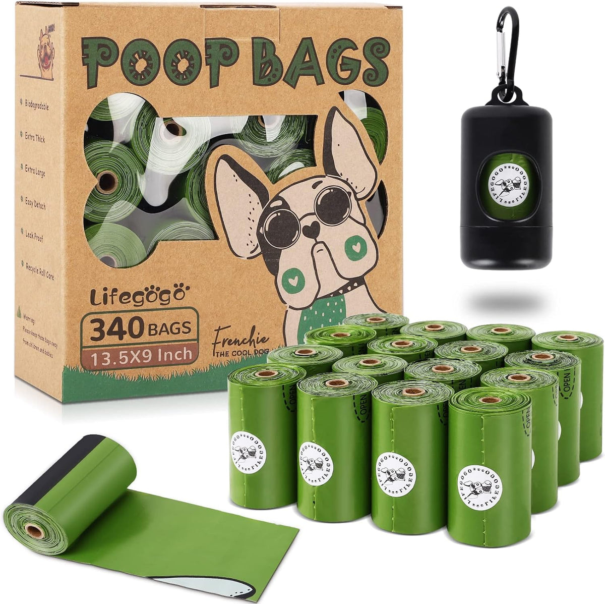 Dog Poop Bag 300 Counts 15 Rolls, Unscented Doggy Poop Bags, Leak-Proof Dog Bags for Poop, Doggie Cat Poop Bags Cats Litter, Waste Bags Puppy Trash Bags for Doggy Pets (13 x 9 Inches) - Image 12