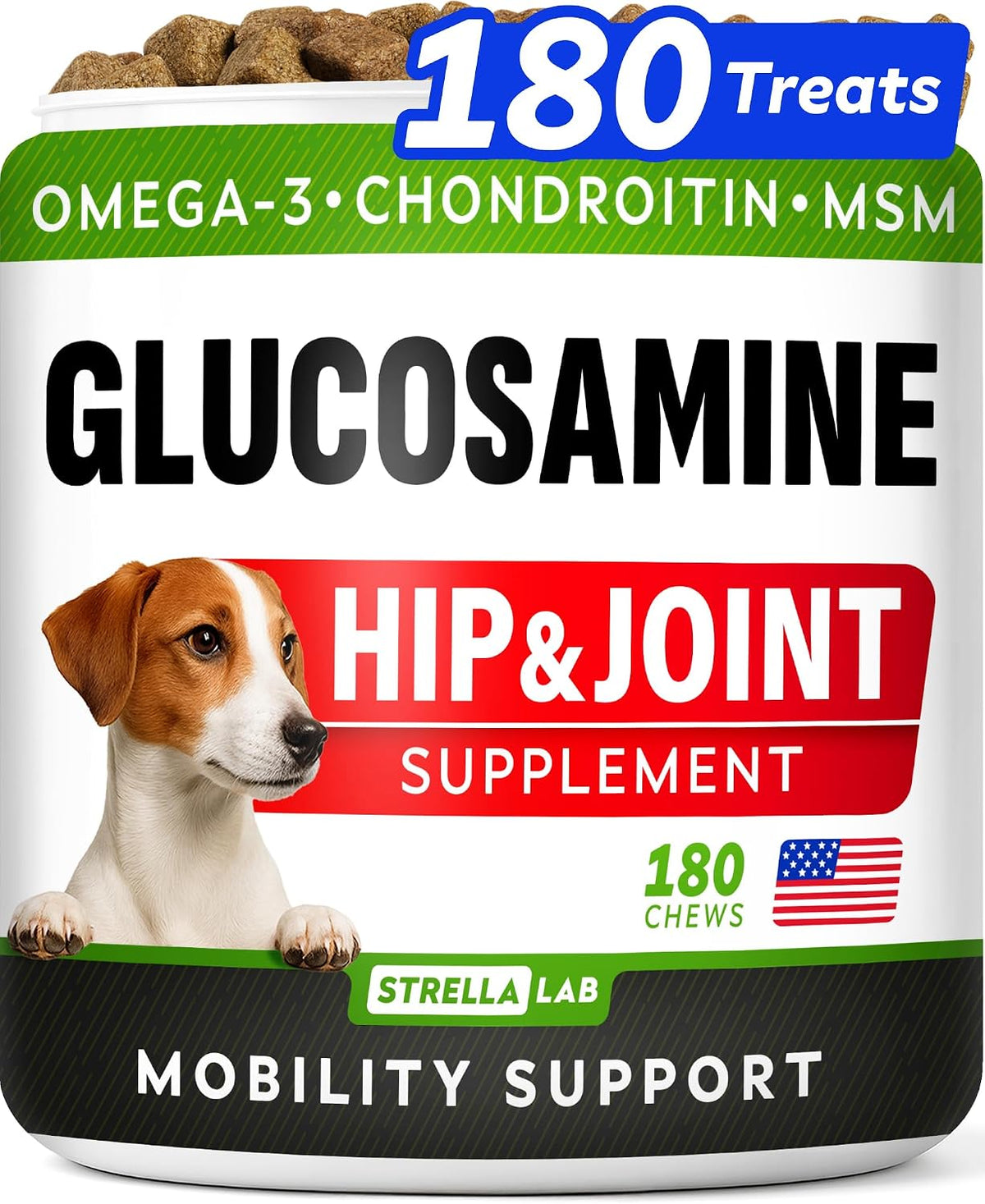 Glucosamine Treats for Dogs - Joint Supplement w/Omega-3 Fish Oil - Chondroitin, MSM - Advanced Mobility Chews - Joint Pain Relief - Hip & Joint Care - Chicken Flavor - 120 Ct - Made in USA - Image 10
