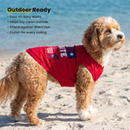 Detailed view of patriotic flag sunglasses dog shirt graphic