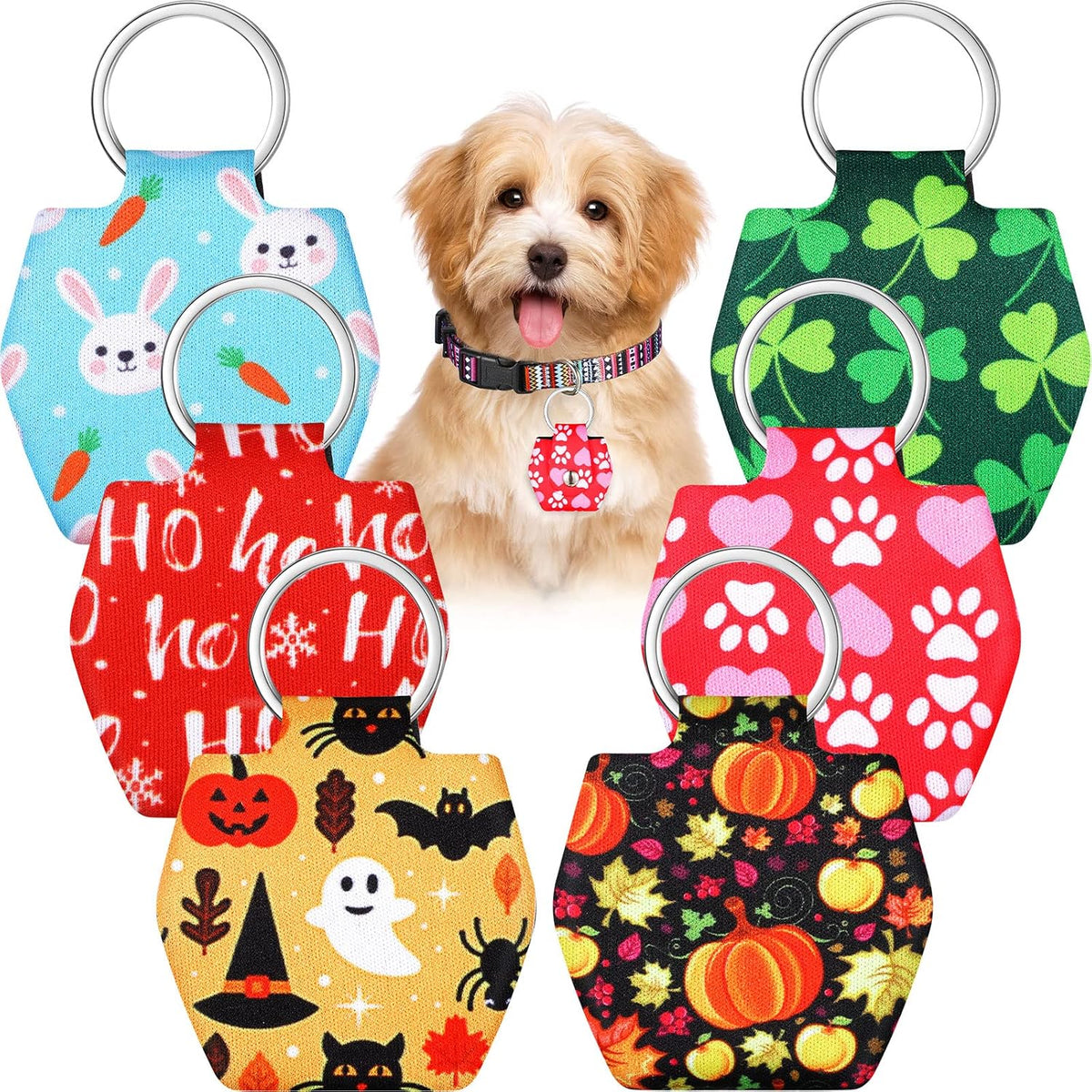 Reginary lightweight pet tag cover being worn by a happy dog to illustrate comfortable daily usage.