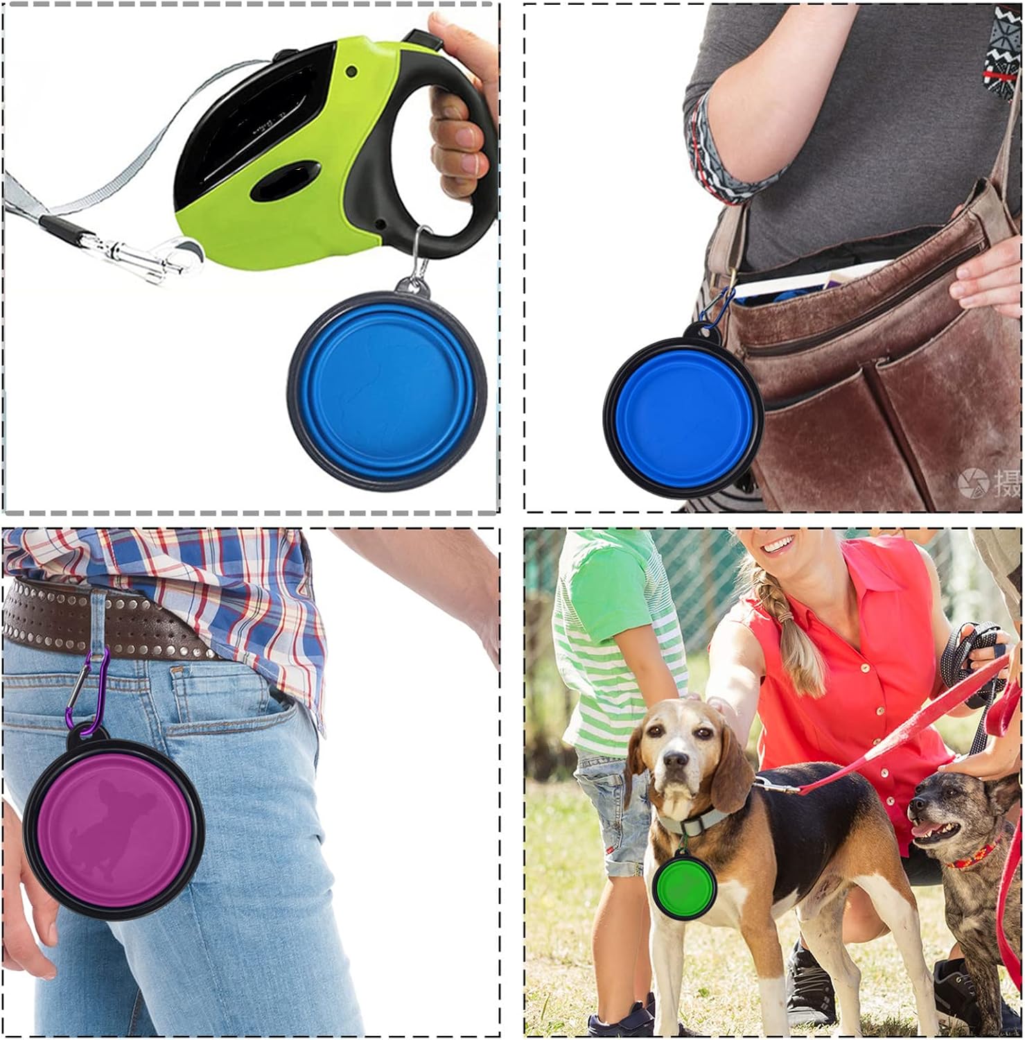 Durable expandable pet cup showing the flexible side walls and secure clip