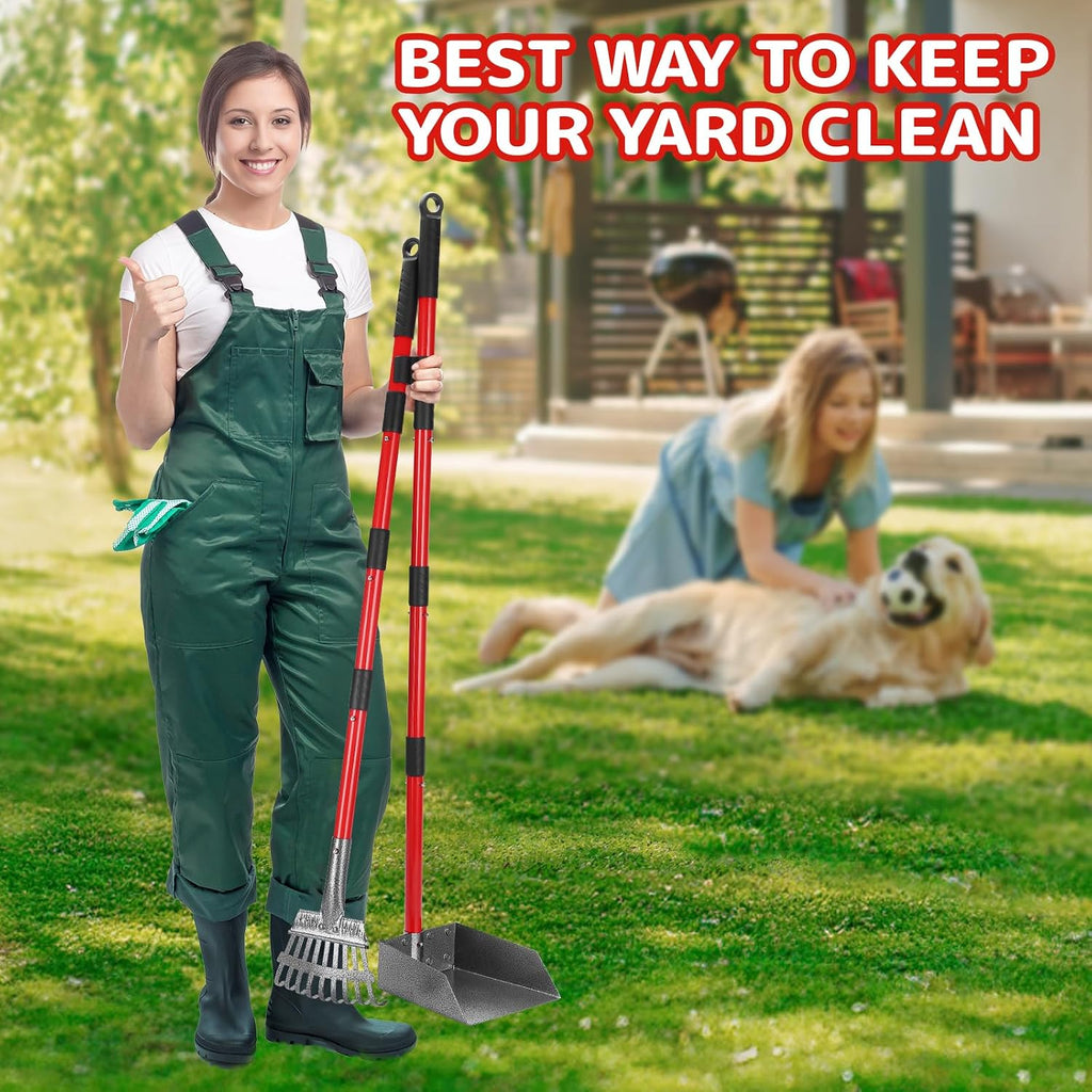 Authentic USA imported Ormalla heavy duty pet cleanup tool showing full long handle extension