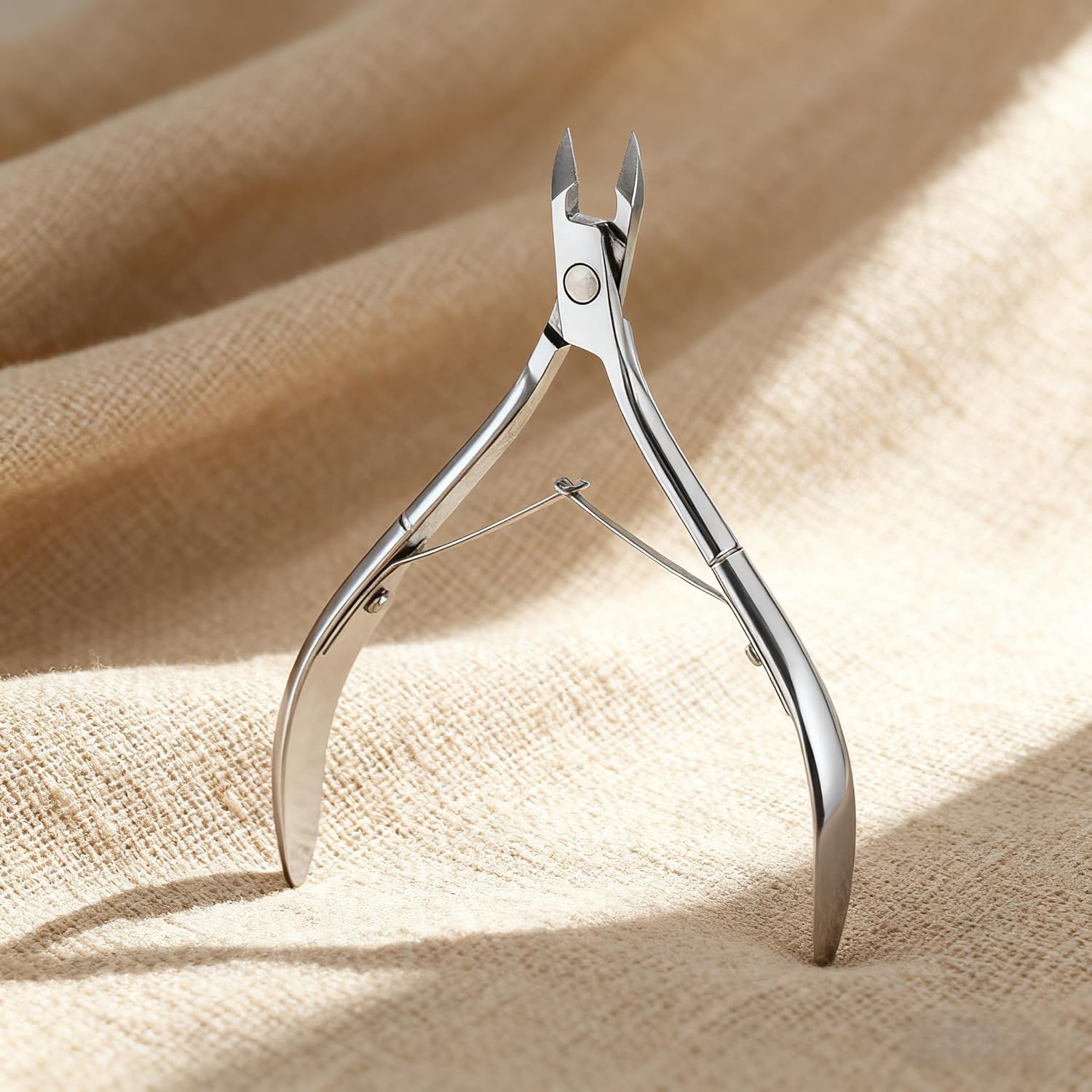 Generic professional cuticle trimmer front view showcasing sharp stainless steel jaw blades.