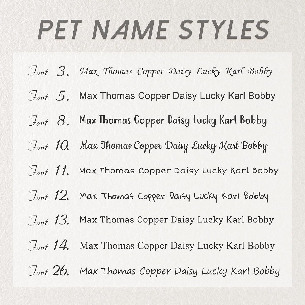 Custom engraved pet identity charm showing clear contact information text layout.