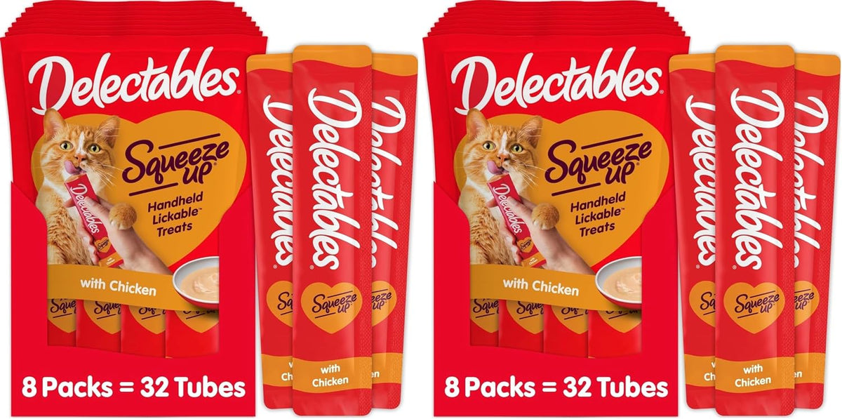 Delectables Squeeze Up Creamy Squeezable Puree, Lickable Wet Cat Treats, Grain Free, No Added Fillers, No By-Products, No Added Preservatives, 0.5 Ounces Tube Chicken Flavor, 32 Tubes Total - Image 10