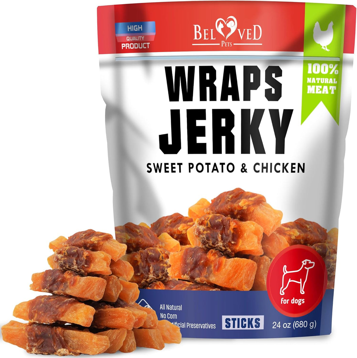 Beloved Pets Dog Treats Chicken Jerky 1.5 lb - Dog Food & High Protein Chews for Large, Medium & Small Breeds - Natural Healthy Training Snacks Strips - Human Grade Bulk Soft Pack - Made for USA - Image 9