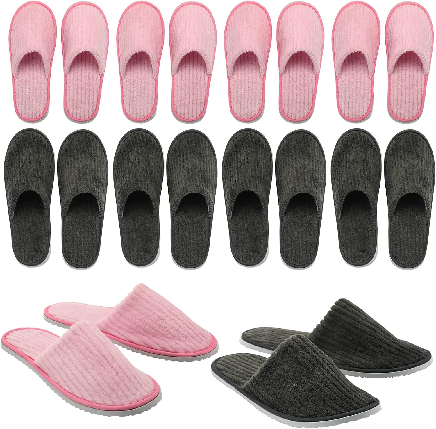 Zhehao 10 pairs disposable washable house slippers front view