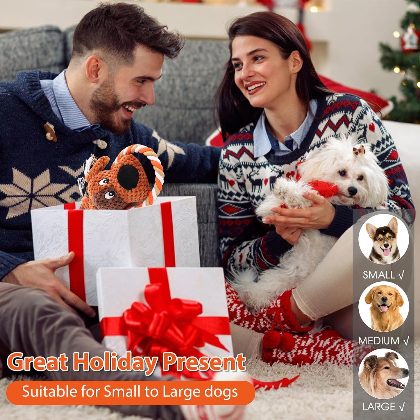 Boredom relief pet toy showing full length rope core design.