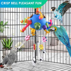 African Grey parrot playing with Katumo colorful acrylic chew toy