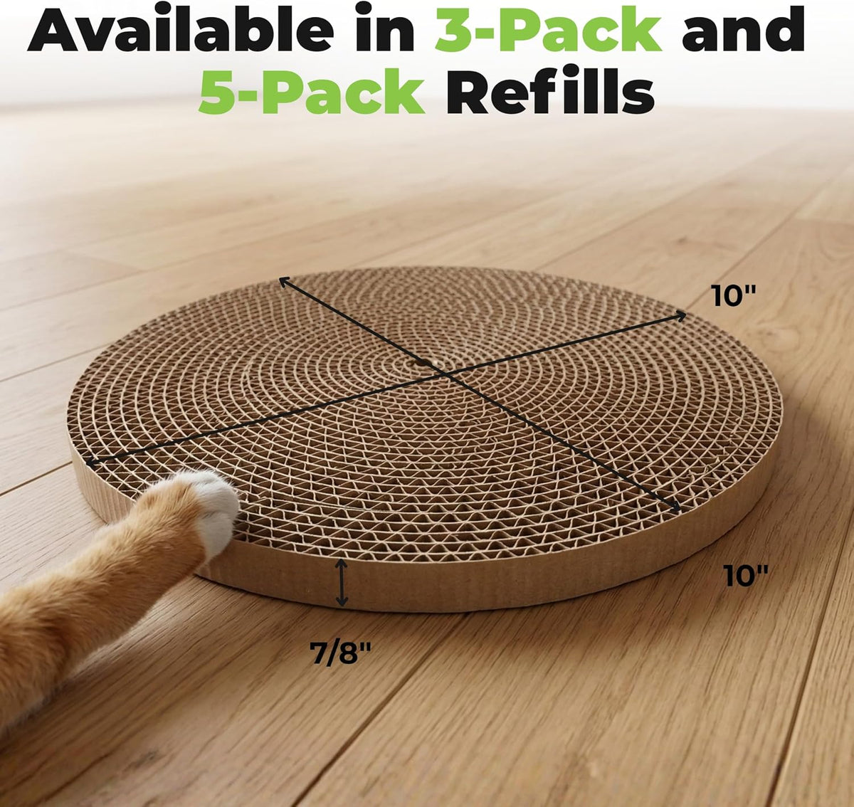 Catify Spin n' Scratch Cat Scratch Pad Refill - Round, 5-Pack - Image 7