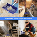 Veemi blue ten inch chicken manure scoop side profile for farm use