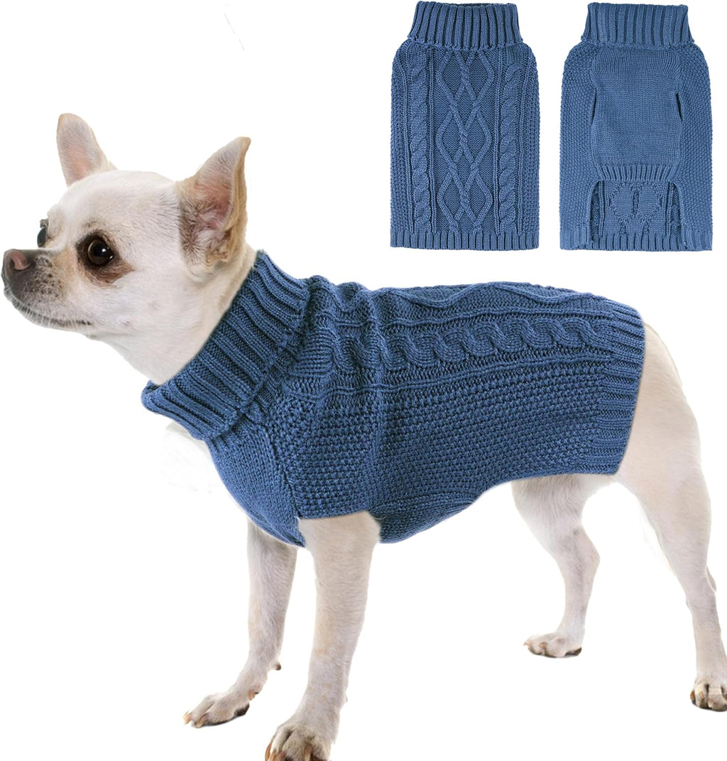 Dog Sweaters for Small Dogs XS Dog Sweater Winter Dog Clothes Boy Chihuahua Yorkie Sweater Warm Pet Clothes Knitted Solid Puppy Sweater Cat Sweater Doggy Turtleneck for Cold Weather (Blue, X-Small) - Image 13