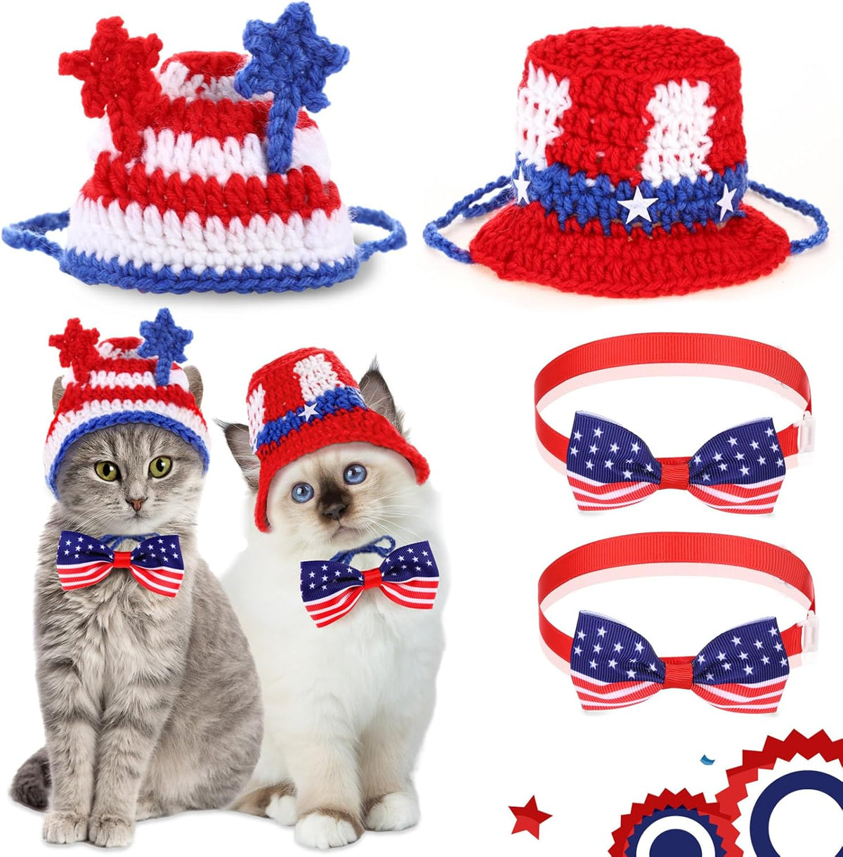 Ganeen 4 piece Independence Day pet costume set front view