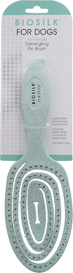 BioSilk dog grooming brush showing the spiral flex technology on the brush head.