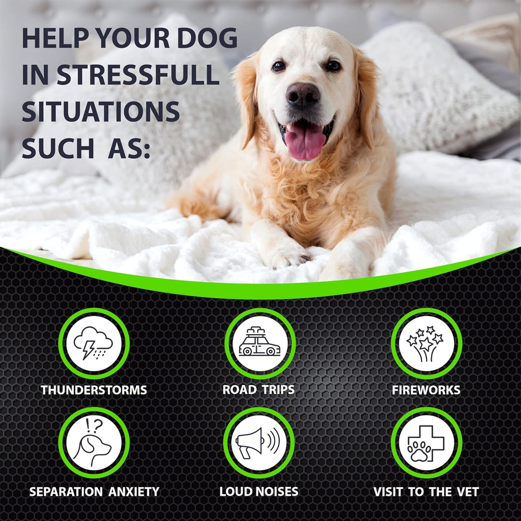 USA imported canine stress relief treats close up.