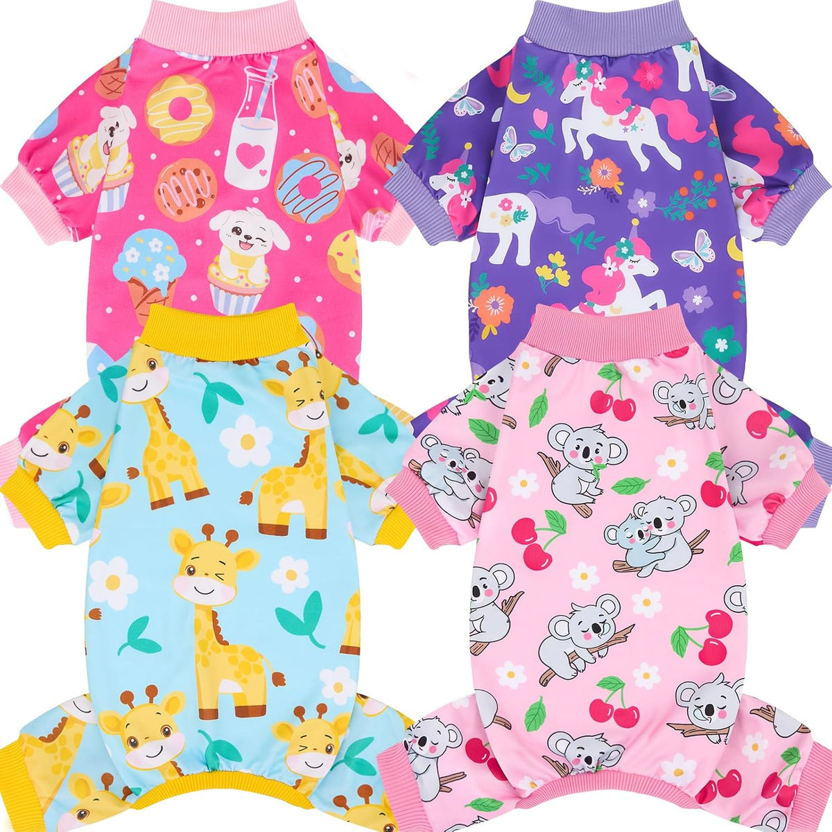 XPUDAC 4 Pack Dog Pajamas for Small Dogs Pjs Clothes Puppy Onesies Outfits for Doggie Duck Shirts Sleeper for Pet-M - Image 12