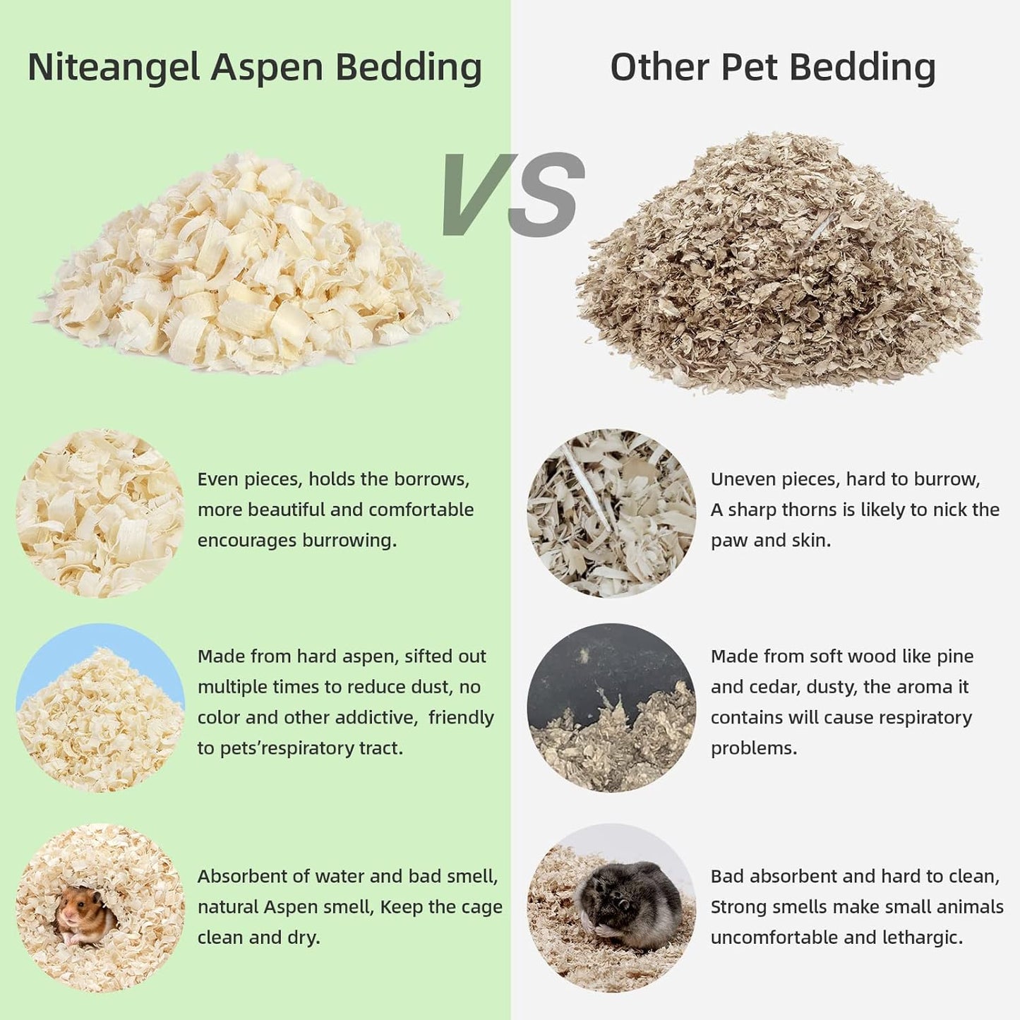 Hamster digging in natural Niteangel aspen bedding
