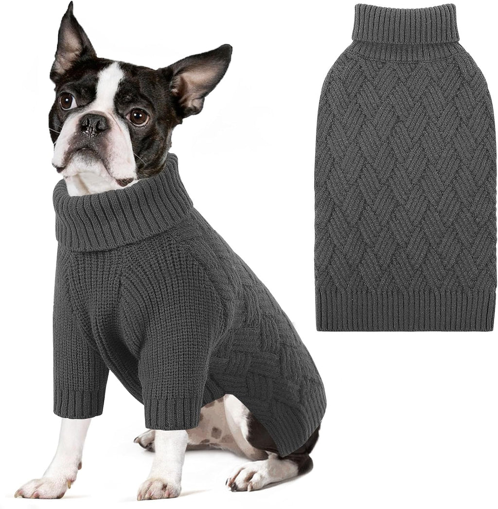 Small Dog Sweater, Turtleneck Dog Sweater for Cold Weather, Puppy Knitwear Pullover for Christmas Thanksgiving, Pet Winter Knitted Sweatshirt for Pug Dachshund, Red S - Image 10