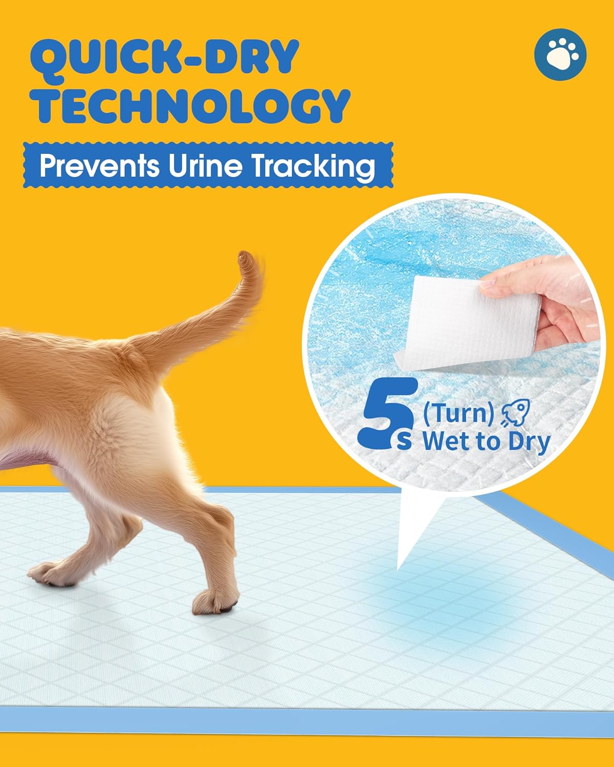 Six layer leakproof disposable pet training pads showing polymer gel absorption technology