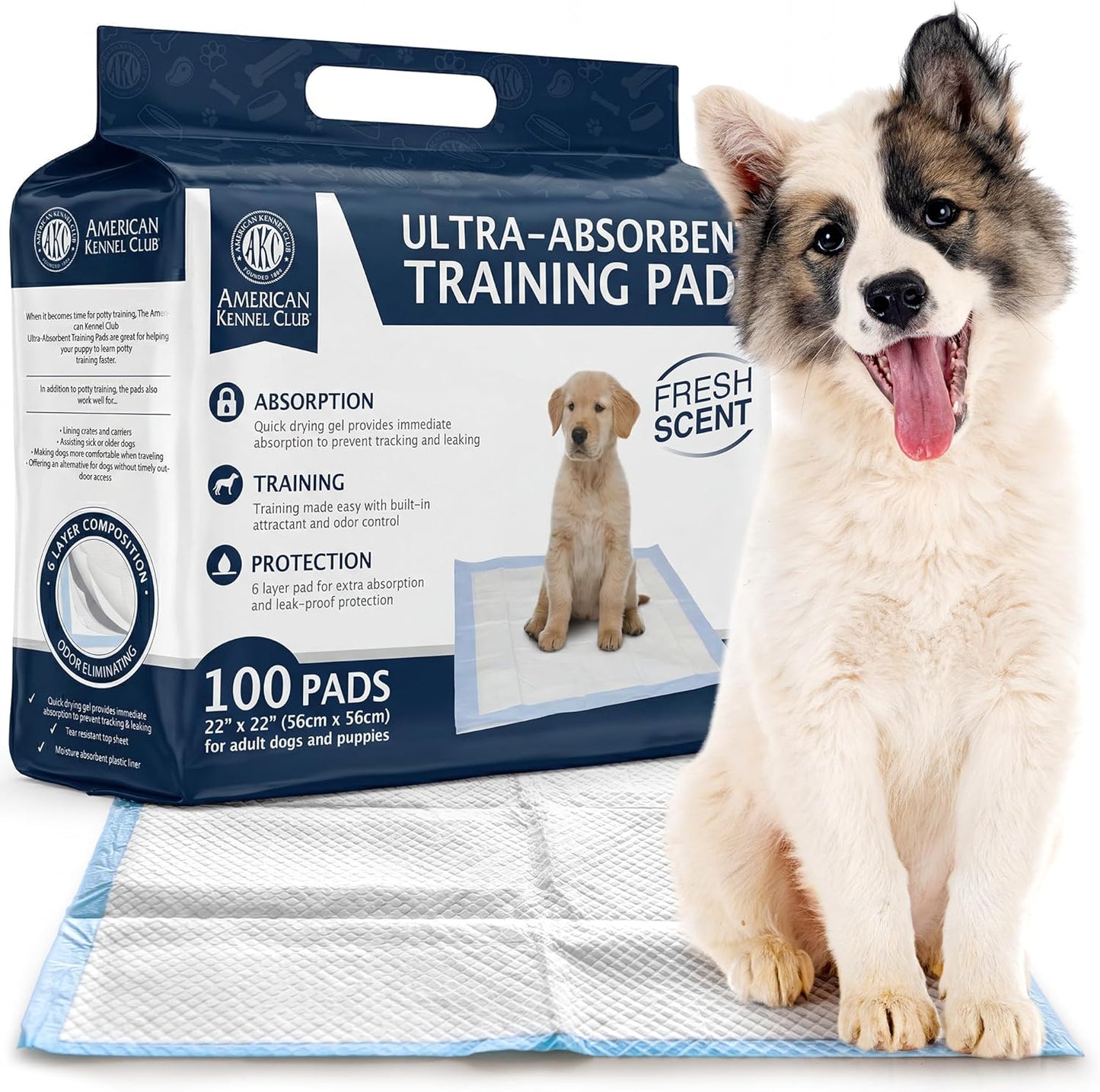American Kennel Club Scented Puppy Training Pads with Ultra Absorbent Quick Dry Gel - 28 x 30 Pee Pads for Dogs - Fresh Scented - 50 Count, XL - Image 9