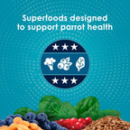 Kaytee Forti-Diet Pro Health Nourish Protect Parrot Food feeding size chart information