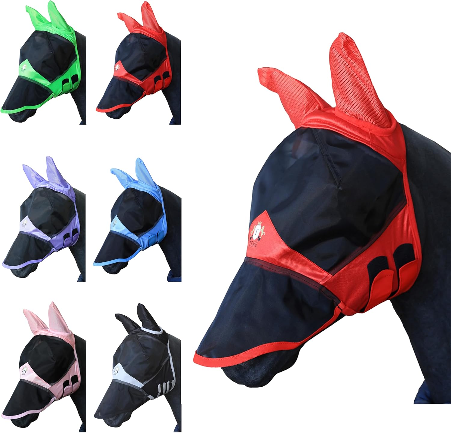 T TEKE Fine Mesh Horse Fly Mask w/Ears & Nose, UV Blocking 3D Eye Visor with Extra Fleece Cushioned Forehead, Protection from Insect Pests - Image 10