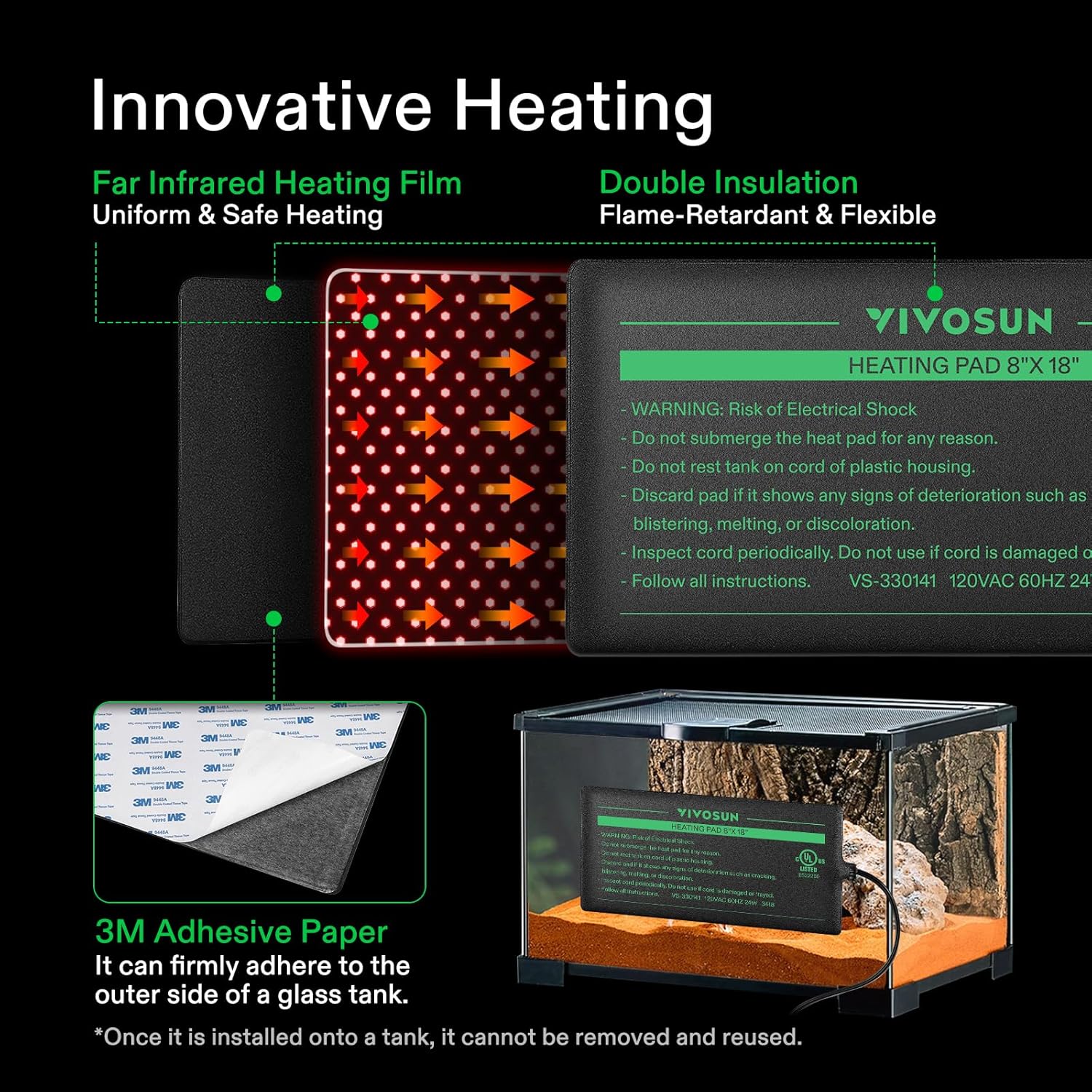 Vivosun 6x8 inch terrarium heating mat top view
