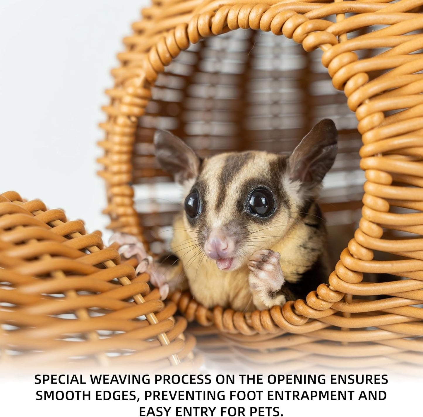 NEOUZA Sugar Glider Pouch Pet Glider Cage Sleep Bag for Small Animals Squirrels Marmosets Rats Hamsters, Metal Frame PP Rattan Durable Water Resistant Non Toxic Safe Material - Image 5