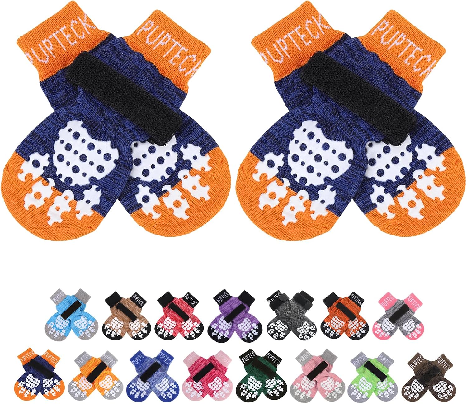 PUPTECK Anti-Slip Dog Socks with Double Sides Grips for Small Medium Large Dogs Hardwood Floors Prevents Licking, Dog Shoes for Hot Pavement Traction Control Paw Protector for Senior Dogs, Grey L - Image 13
