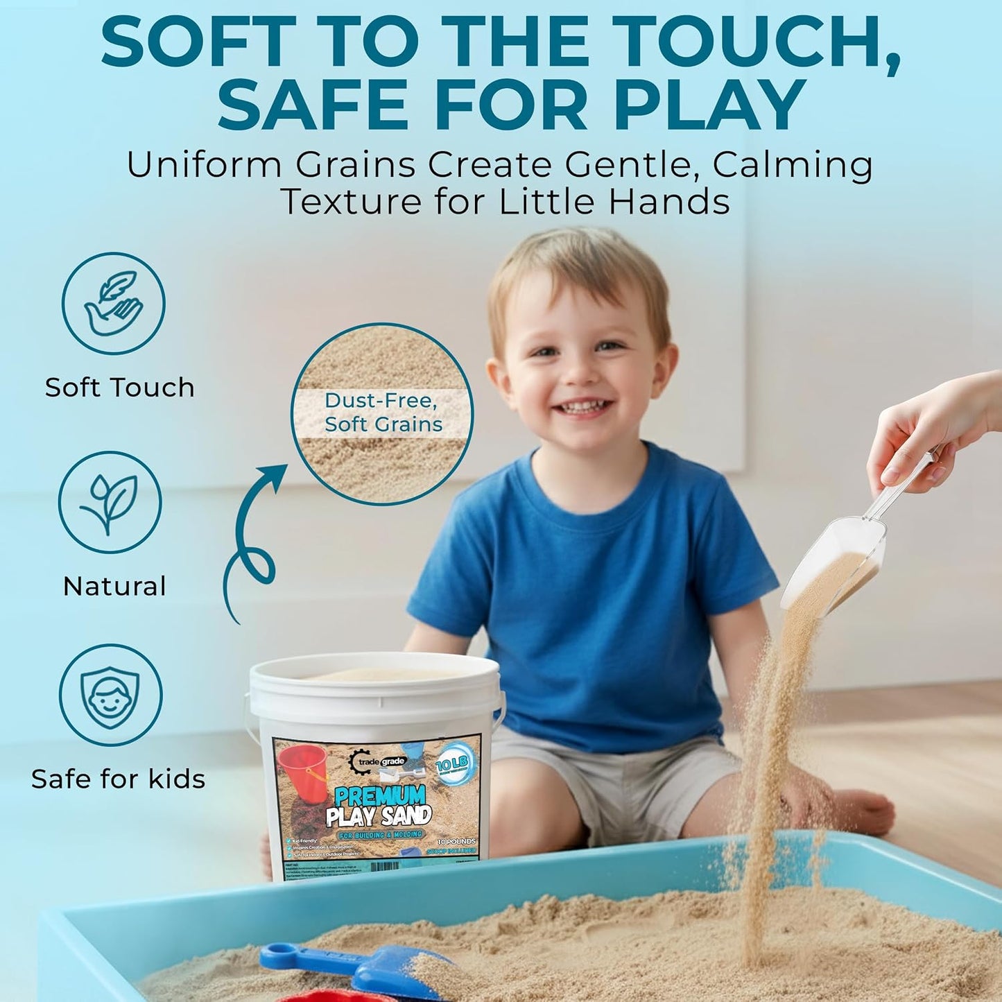 Outdoor sandbox filled with Trade Grade natural sand