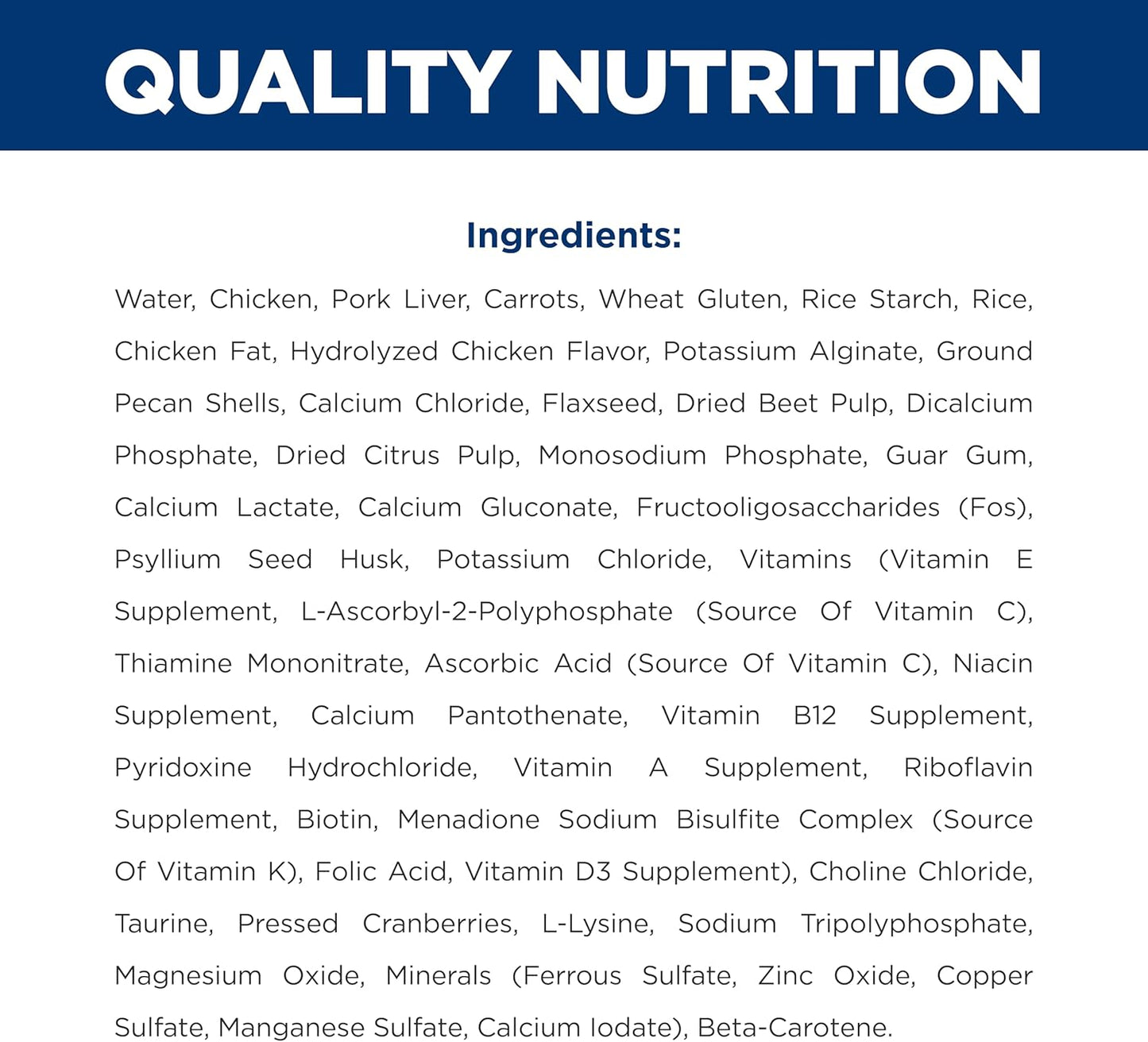 Side view of Hill's i/d therapeutic wet cat food showing ingredients and nutrient profile.