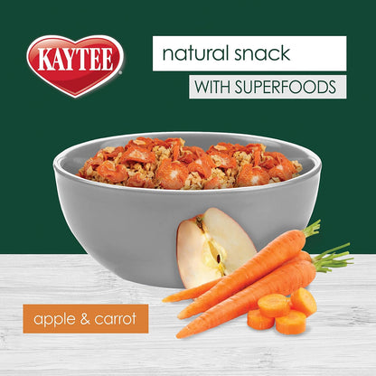 Dehydrated fruit and vegetable small pet food topper pieces close up view
