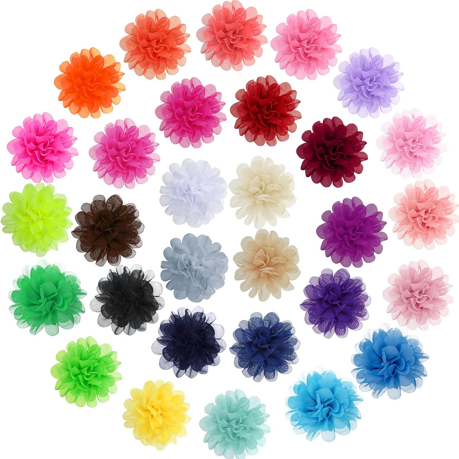 WILLBOND dog collar flowers 30 pieces bulk package front view showcasing all multi color grooming charms