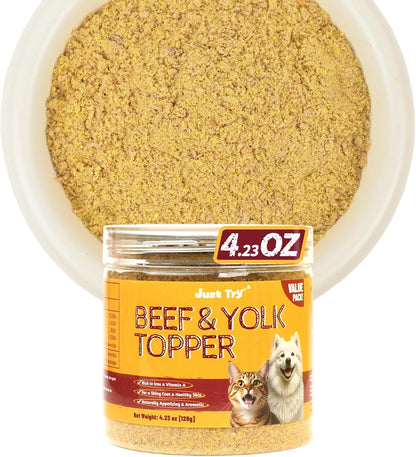 Just Try 4.23 OZ Cat & Dog Food Toppers with Chicken Liver Freeze Dried Egg Yolk for Picky Eaters Iron Support Grain Free High Protein Meal Toppers - Image 9