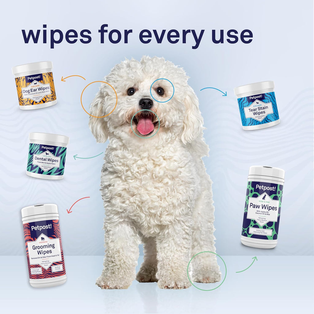 Petpost Tear Stain Remover Wipes for Dogs | 100 Count Gentle Eye Wipes with Juniper Berry & Coconut | Dog Face Wipes for Tear Stains & Eye Discharge | Soft Cotton Pads, Bleach Free - Image 9