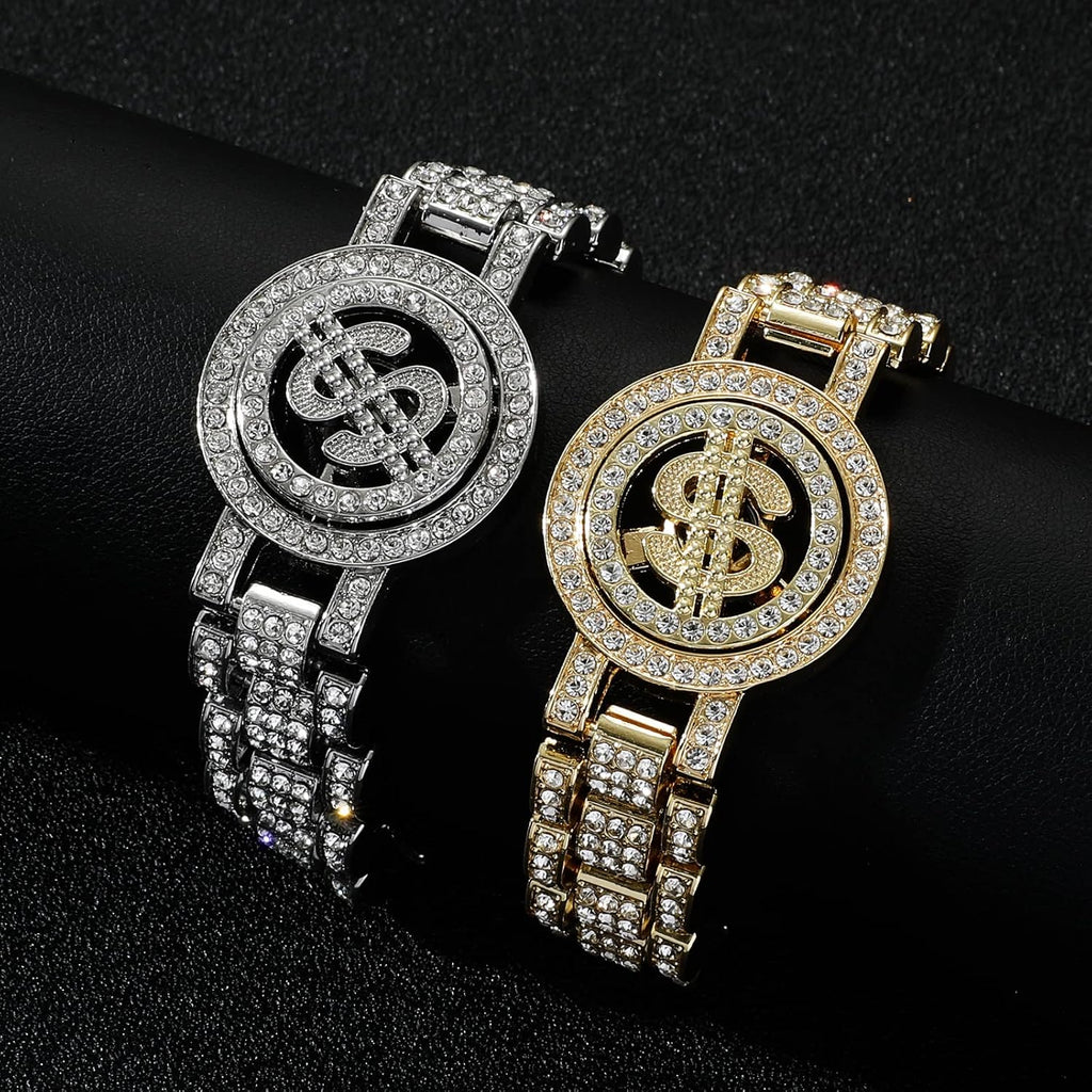 Gold plated hip hop dog necklace displaying the secure buckle closure mechanism.