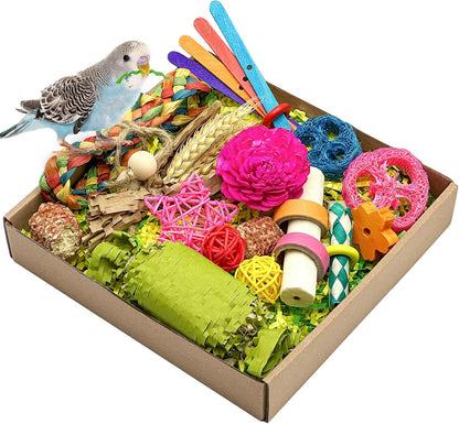 Natural Bird Toy Foraging Parrot Shredding Toys Box Conure Chewing Toys for Cockatiel Lovebird Parakeet Budgie Small-Medium Birds (Nature Color) - Image 10