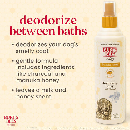 Burt's Bees dog spray manuka honey and charcoal label detail
